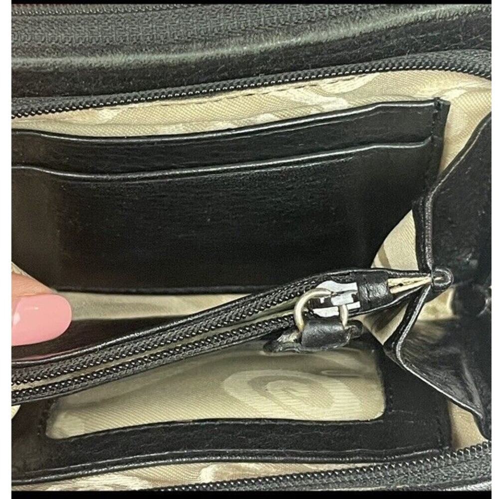 Brighton Black Leather Crossbody Bag Tri Fold Wallet on a String Removable Strap - Picture 8 of 14